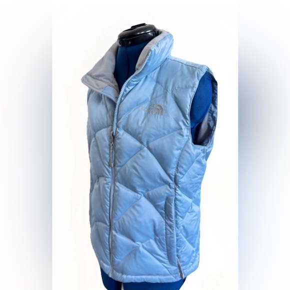 Vintage Y2K The North Face 550 Quilted Down Vest Baby Blue Puffer Jacket Small - Picture 6 of 15